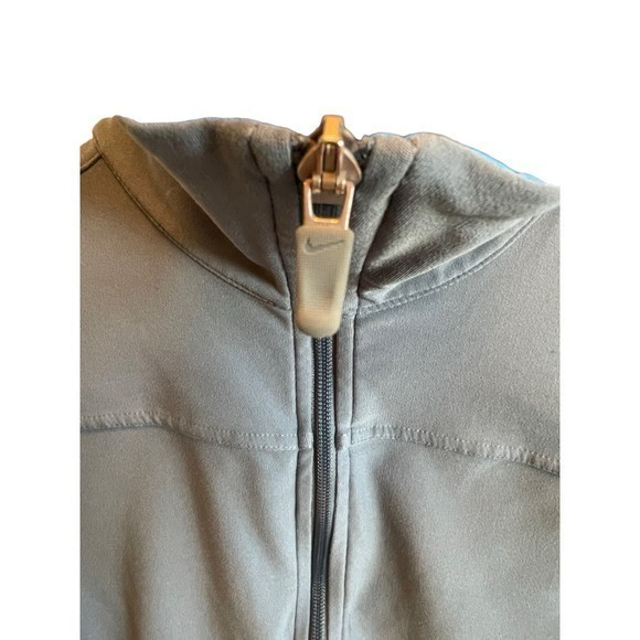 Nike Fit Dry Women's Grey Blue & Bright Blue Full Zip Athletic Collared Jacket - Picture 4 of 11
